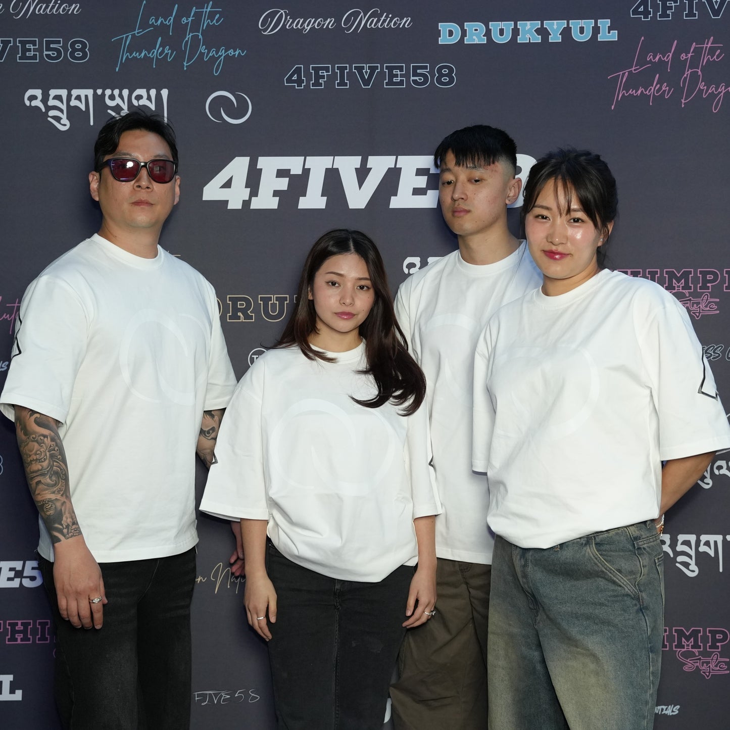 4FIVE58 Embroidered DRUK T-Shirt | White | Dragon Nation Collection