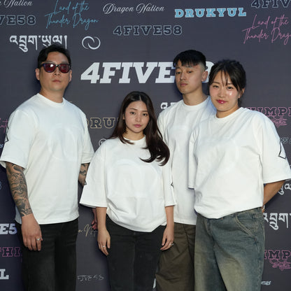 4FIVE58 Embroidered DRUK T-Shirt | White | Dragon Nation Collection
