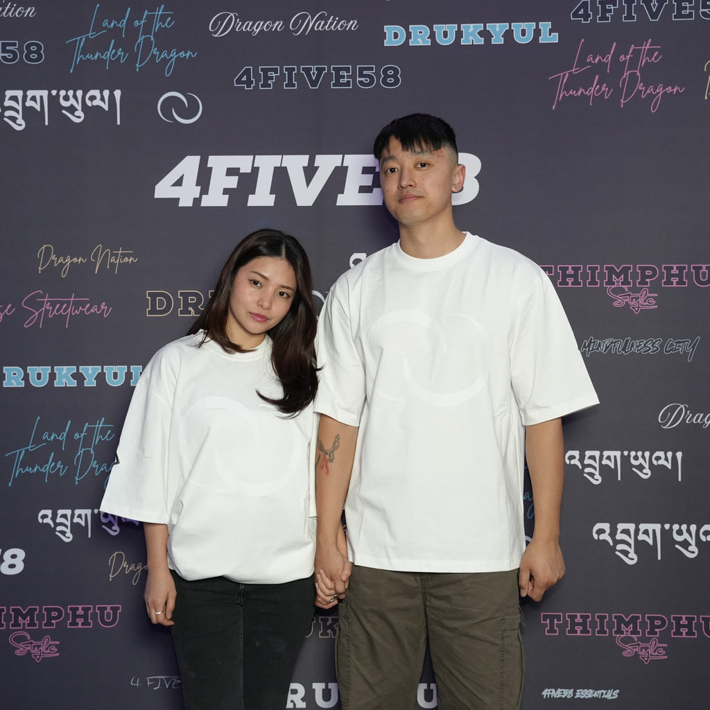 4FIVE58 Embroidered DRUK T-Shirt | White | Dragon Nation Collection (20% OFF)