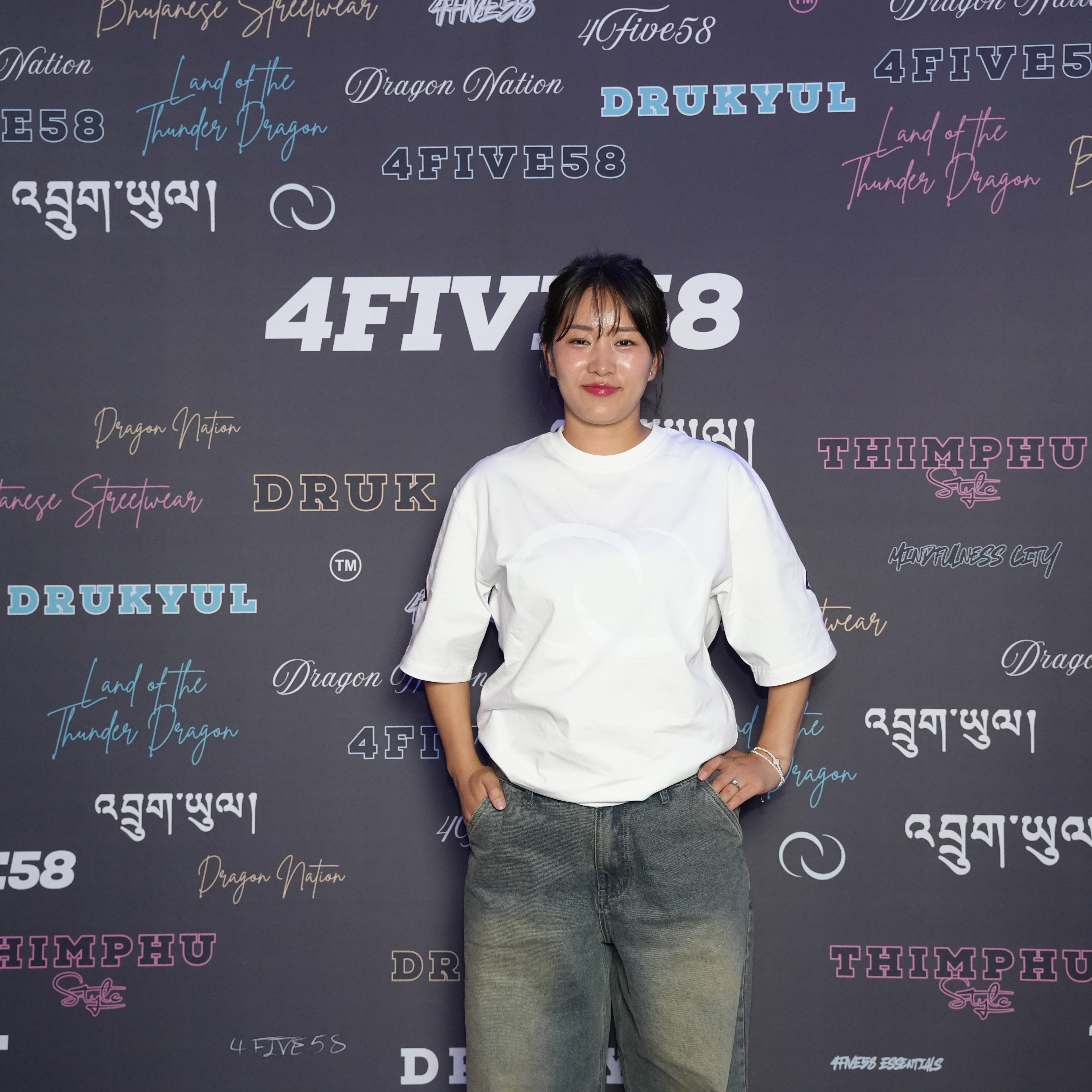 4FIVE58 Embroidered DRUK T-Shirt | White | Dragon Nation Collection (20% OFF)