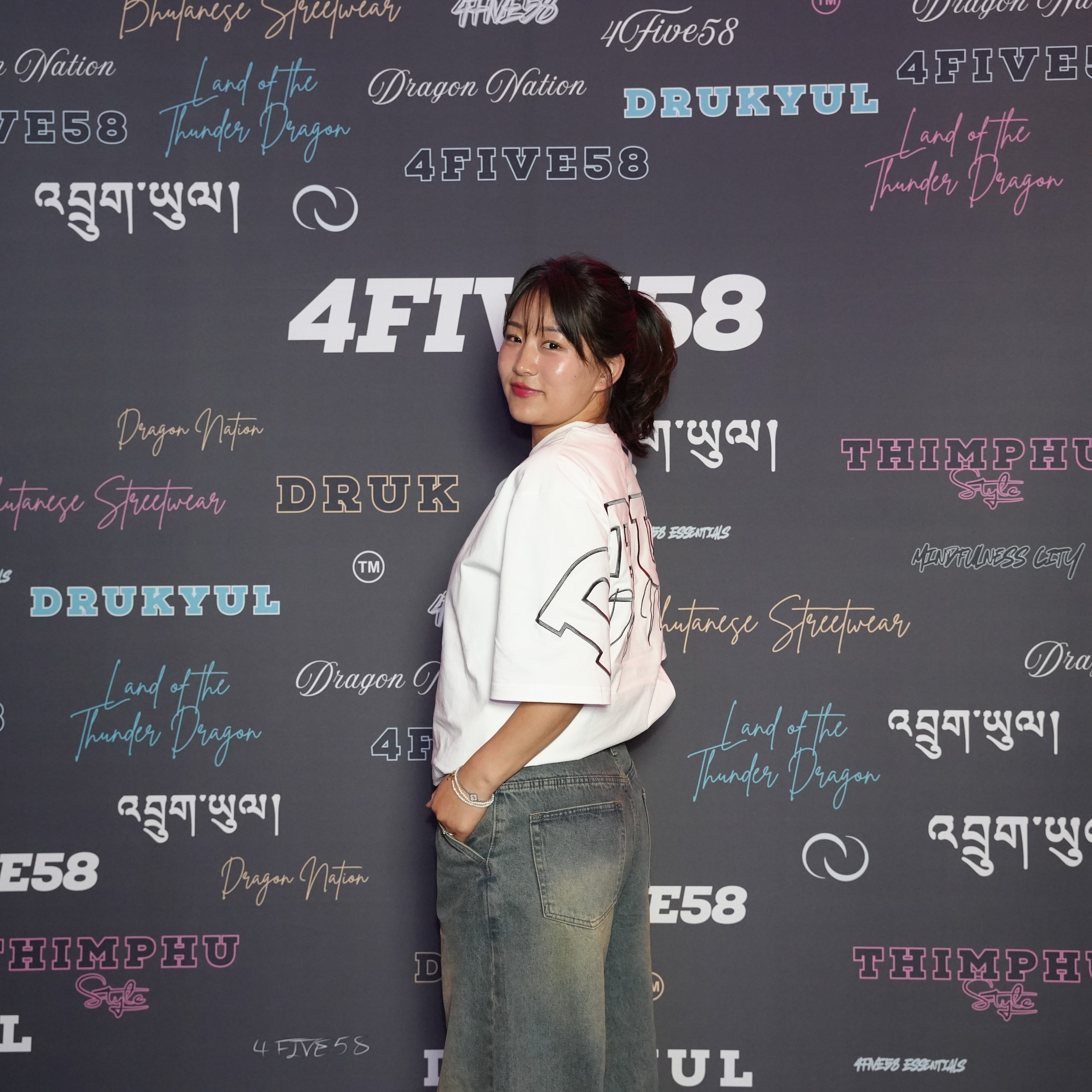 4FIVE58 Embroidered DRUK T-Shirt | White | Dragon Nation Collection (20% OFF)