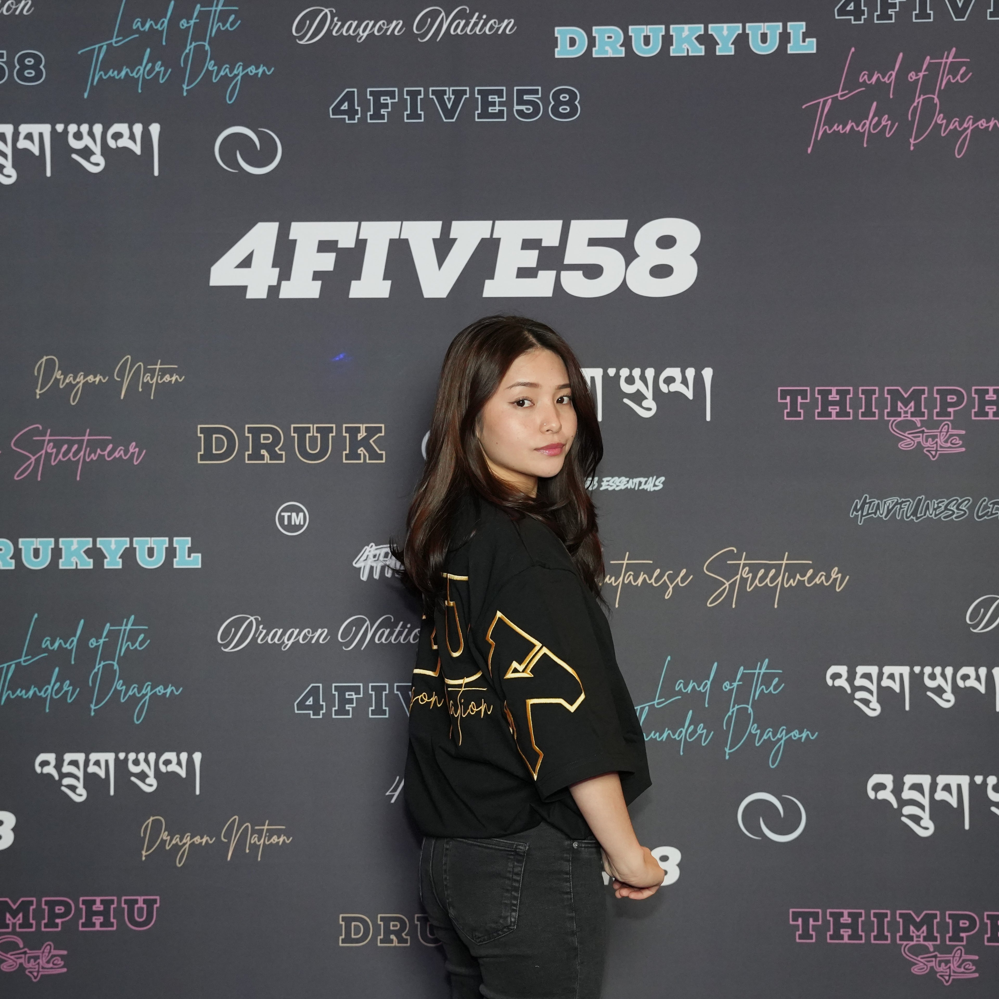 4FIVE58 Embroidered DRUK T-Shirt | Black | Dragon Nation Collection
