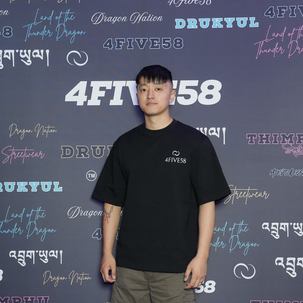 4FIVE58 Embroidered DRUK T-Shirt | Black | Dragon Nation Collection